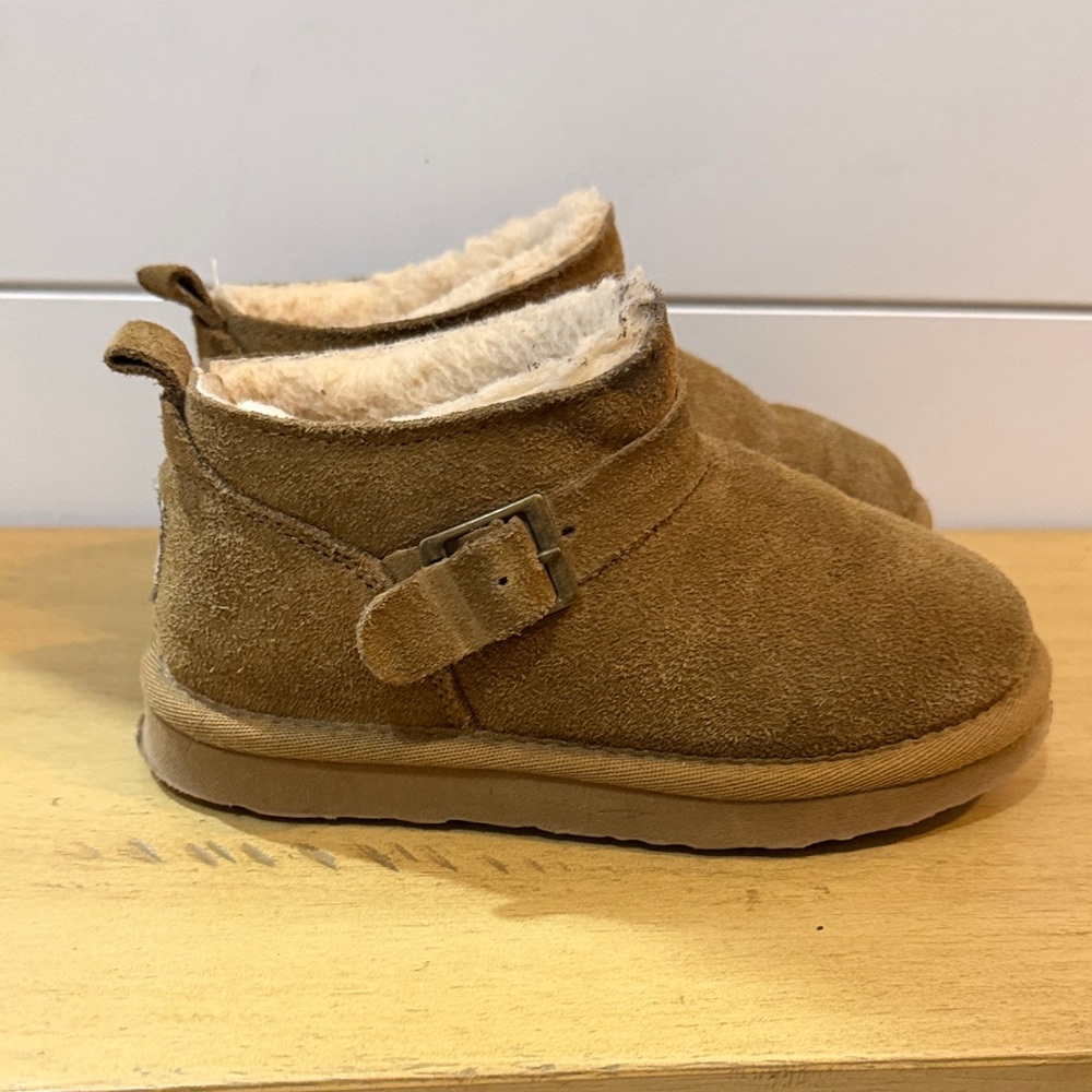 Suede Shearling Lined Ankle Slippers - Chestnut Brown